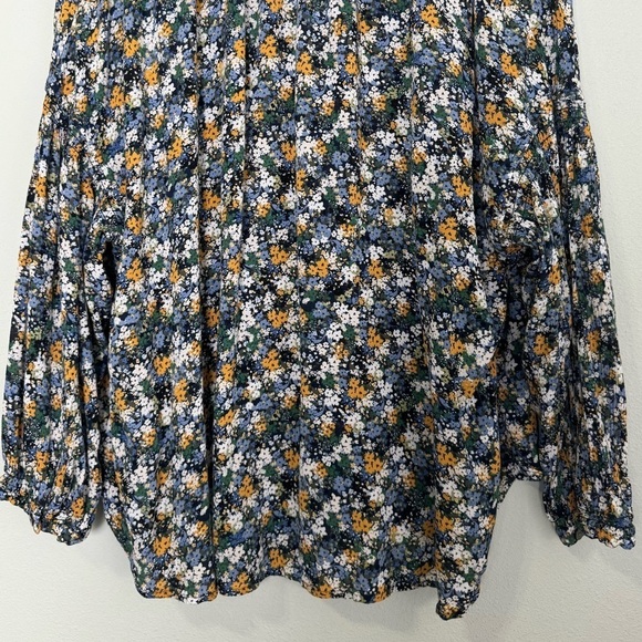 J. Jill Smocked Relaxed Rayon Blouse In Navy Blue Wildflowers Print Size 2X - Picture 7 of 14